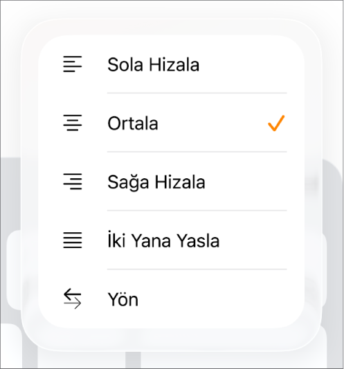 Metni girintileme ve paragrafları hizalama denetimlerinin olduğu Biçim çubuğu.