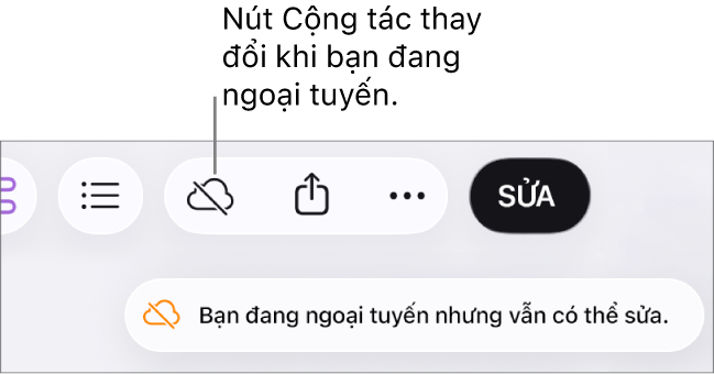 Cảnh báo trên màn hình cho biết “Bạn đang ngoại tuyến nhưng vẫn có thể sửa”.