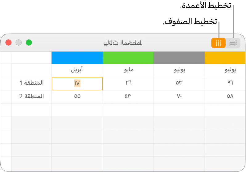 محرر بيانات المخطط ويعرض كيفية رسم سلسلة البيانات.
