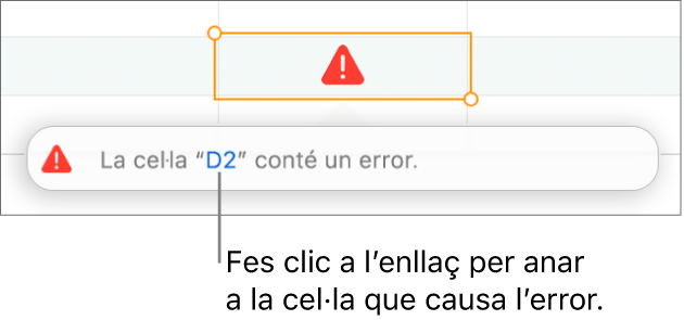 Un enllaç d’error de cel·la.