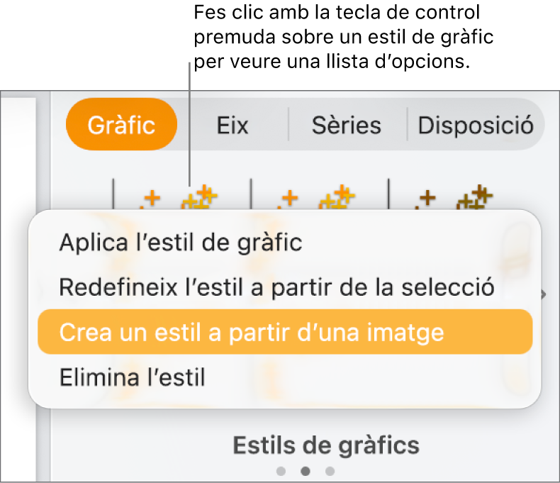 El menú de dreceres “Estil de gràfics”.