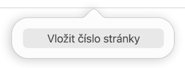 Tlačítko Přidat číslo stránky pod záhlavím