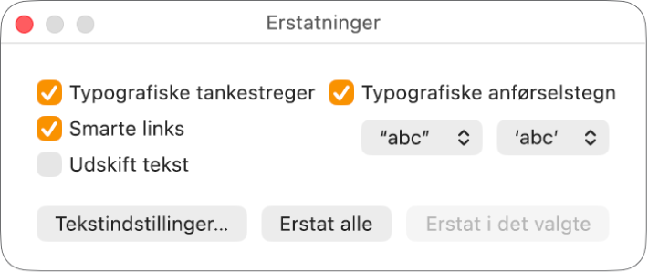Vinduet Erstatninger.