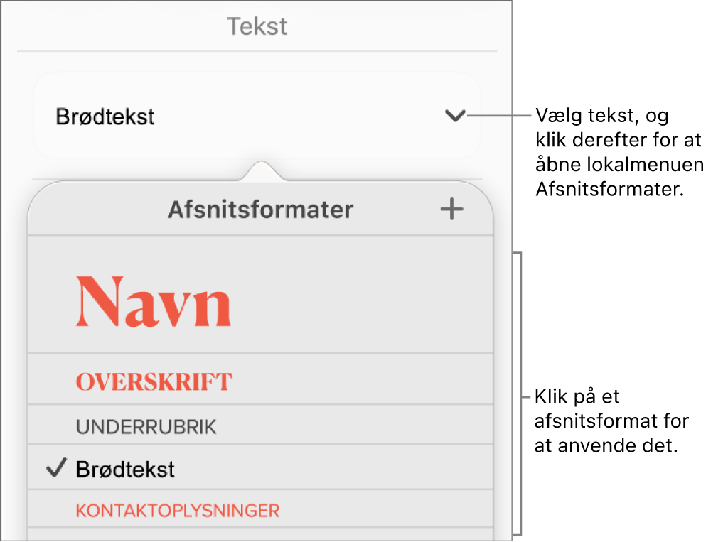 Menuen Afsnitsformater.