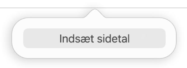 Knappen Indsæt sidetal under sidehovedet.