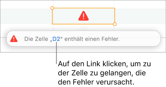 Eine Zellenreferenz bei einem Fehler