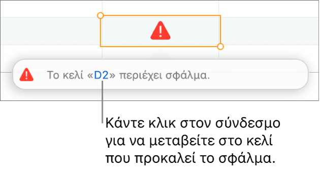 Σύνδεσμος σφάλματος κελιού.