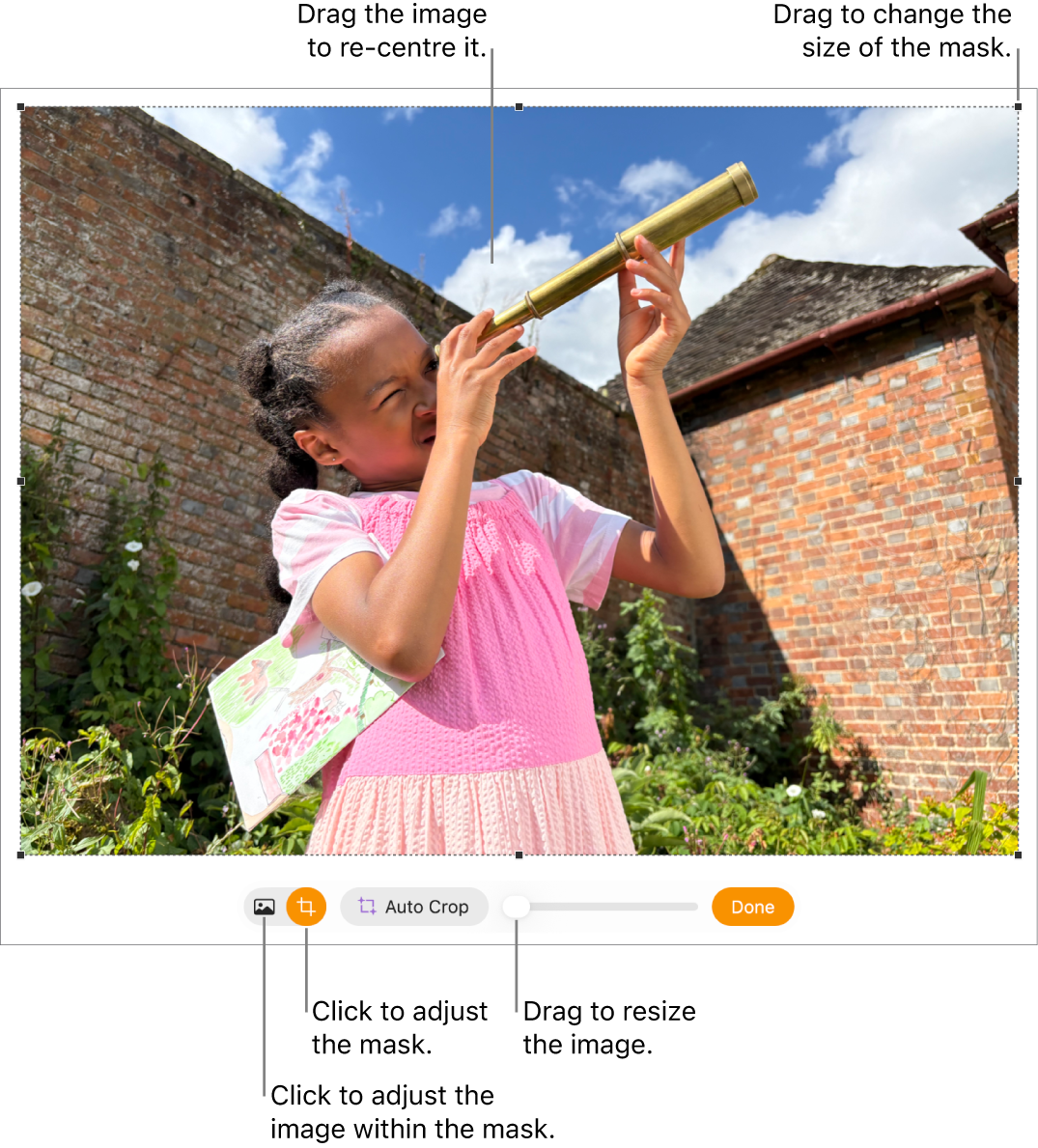 Mask controls over a photo.