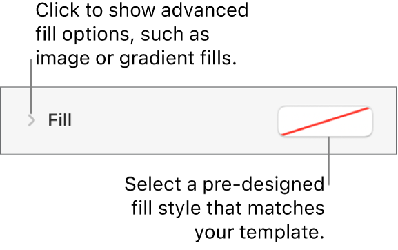 Controls for choosing a fill colour.