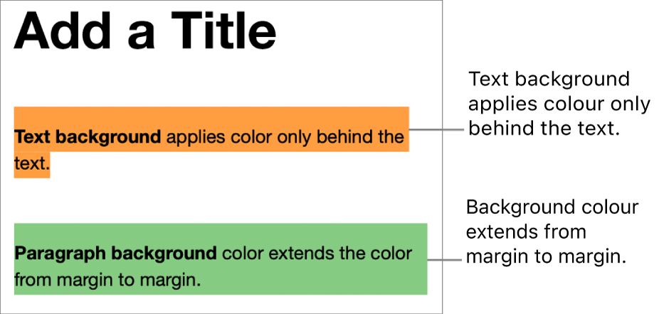 One paragraph with colour behind only the text and a second paragraph with colour behind it that extends from margin to margin in a block.