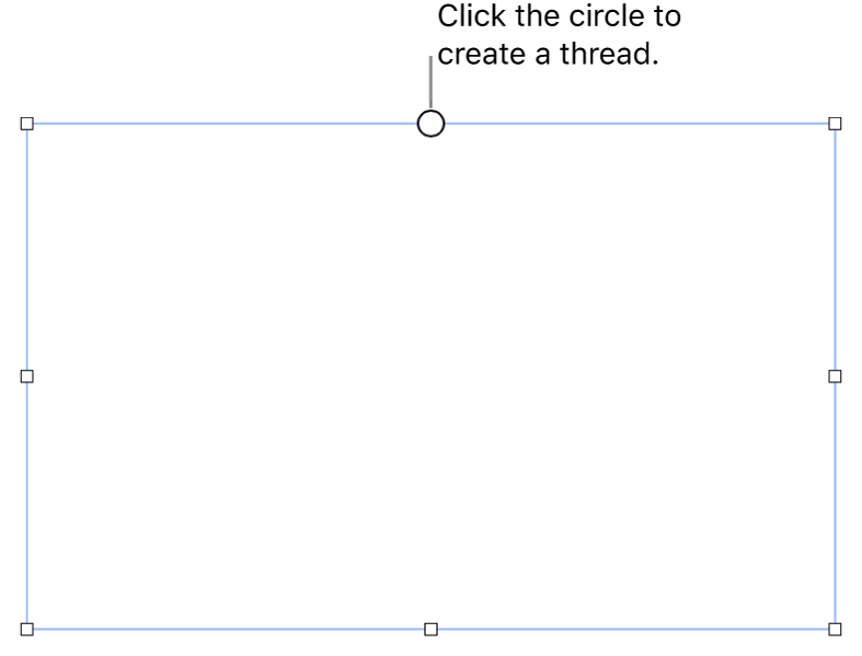 An empty text box with a white circle at the top and resize handles on the corners, sides, and bottom.