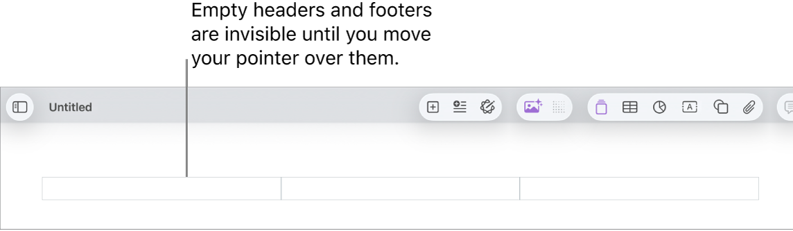 Three header fields above the title of a document.