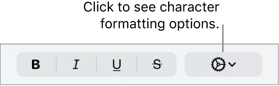 The Advanced Options pop-up menu to the right of the Bold, Italic, Underline, and Strikethrough buttons.