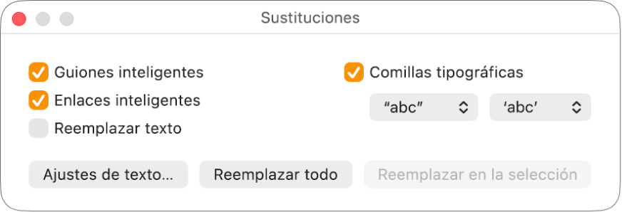 La ventana Sustituciones.