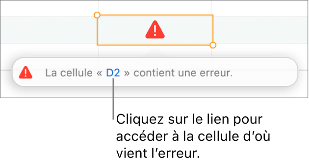 Lien d’erreur de cellule.