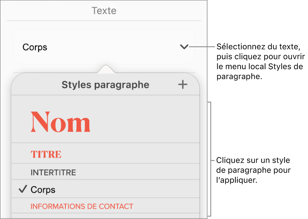 Menu Styles de paragraphe.