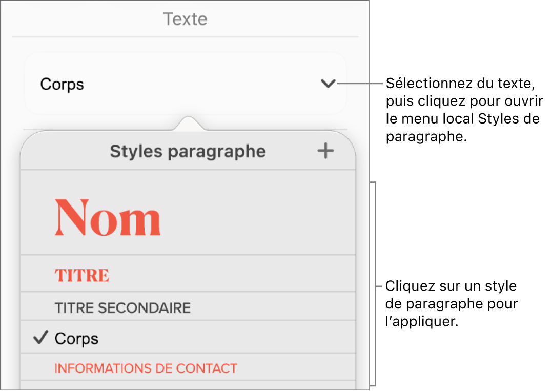 Menu Styles de paragraphes.