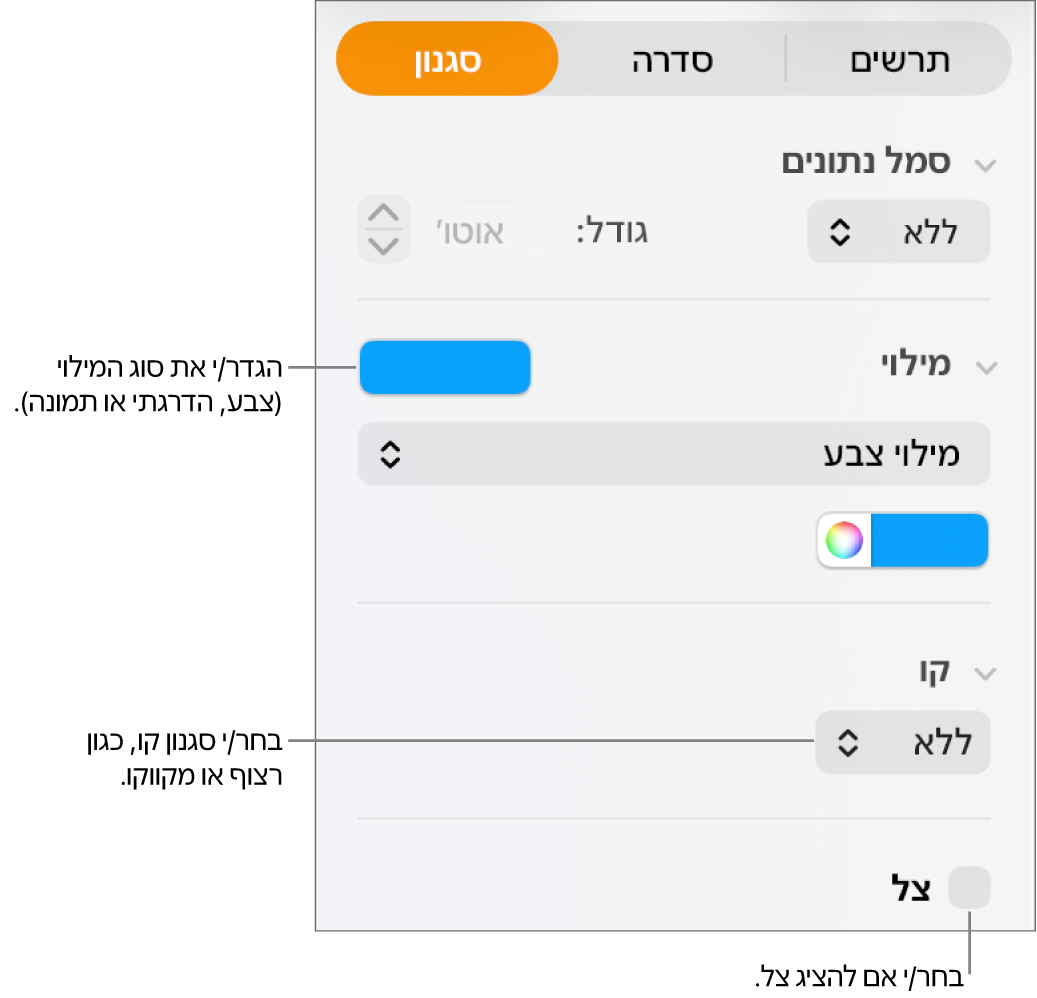 כלי בקרה לשינוי המראה של סדרת נתונים.