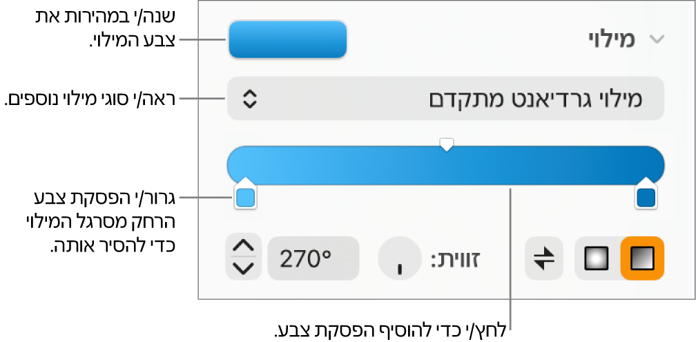 כלי בקרה למילוי אובייקטים בצבע.