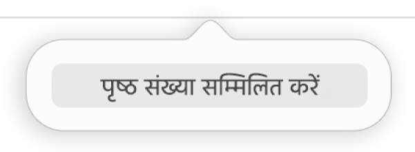 हेडर के नीचे “पृष्ठ संख्या डालें” बटन।