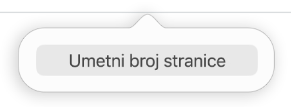 Tipka Umetni broj stranice iznad zaglavlja.