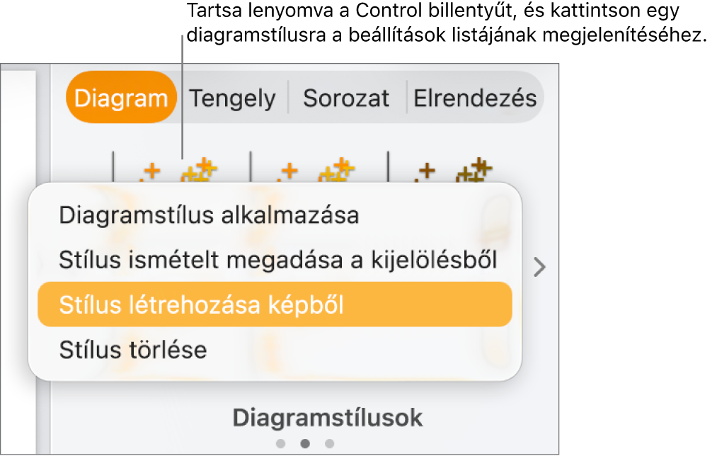 A Diagramstílus helyi menü.