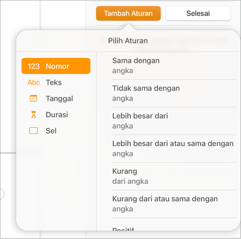 Tombol untuk membuat aturan penyorotan sel kondisional.
