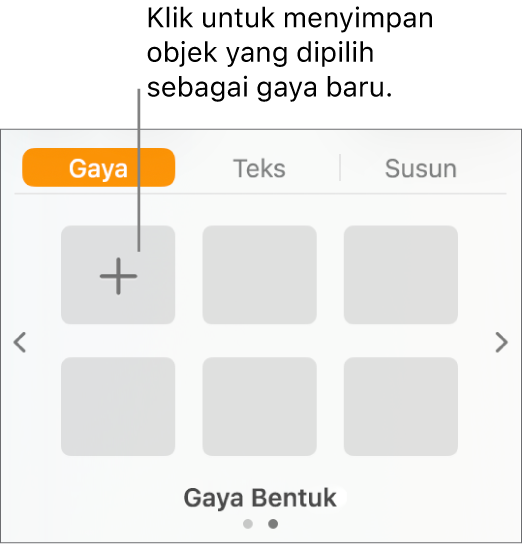 Tab Gaya bar samping Format, dengan tombol Buat Gaya di pojok kiri atas dan lima placeholder gaya kosong.