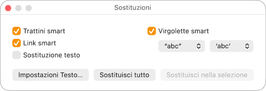 Finestra Sostituzioni.