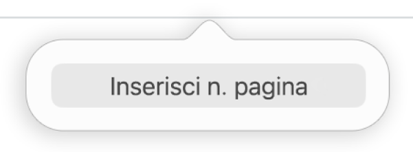 Pulsante “Inserisci numero pagina” sotto all’intestazione.