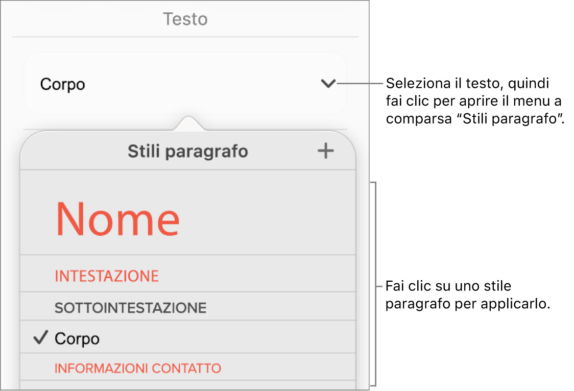 Menu “Stili Paragrafo”.