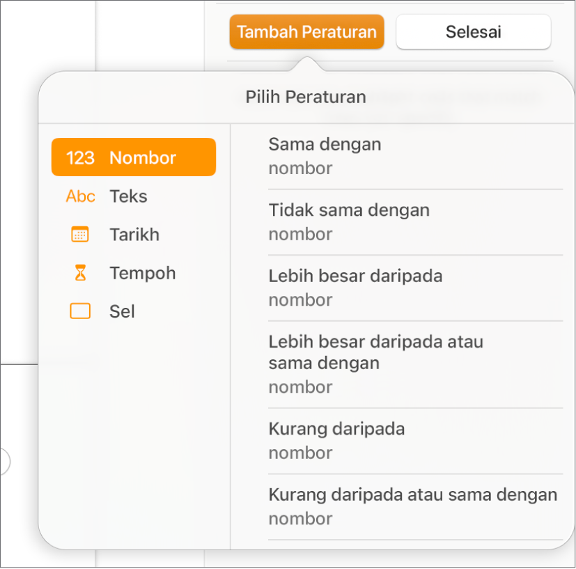 Butang untuk mencipta peraturan penyerlahan sel bersyarat.