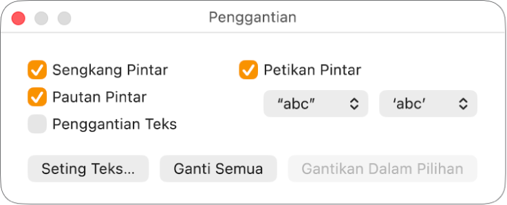 Tetingkap Penggantian.