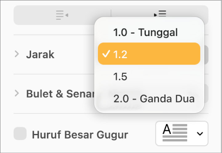 Klik menu timbul Jarak dengan Tunggal, Dwijarak atau pilihan lain.