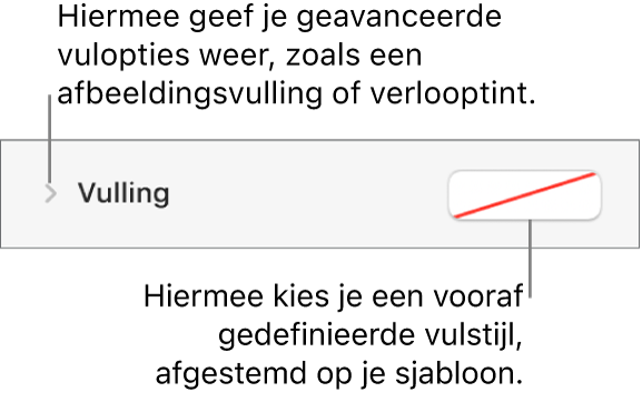Regelaars voor het kiezen van een opvulkleur.