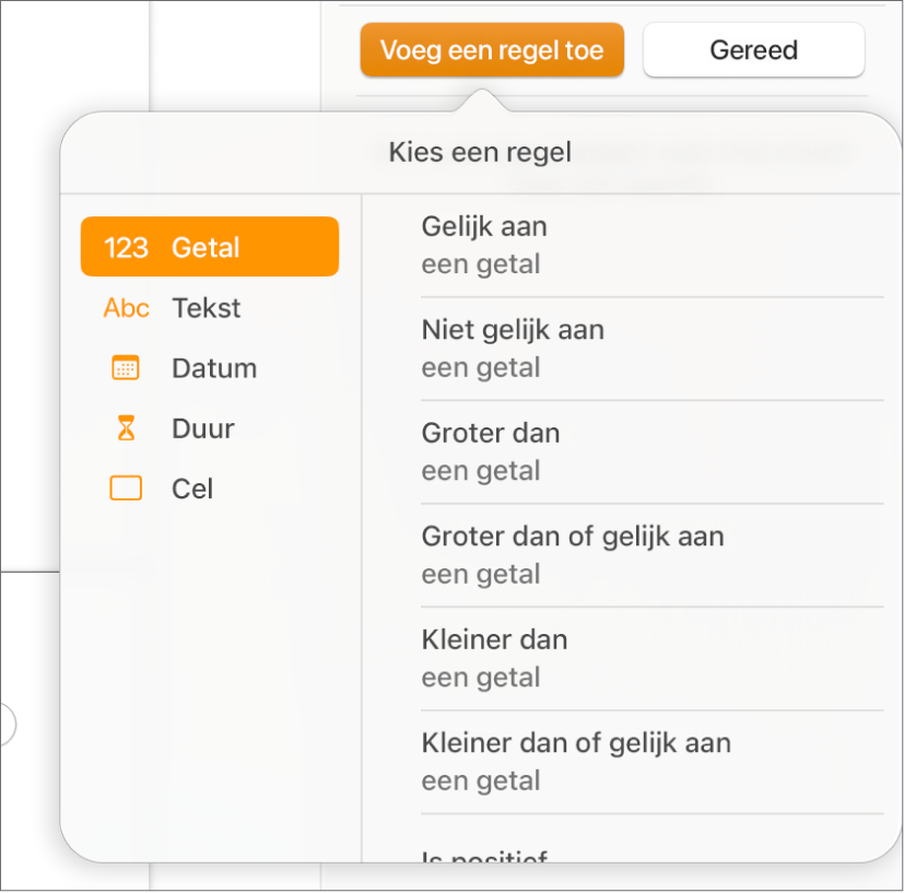 Knoppen voor het aanmaken van regels voor voorwaardelijke celmarkering.