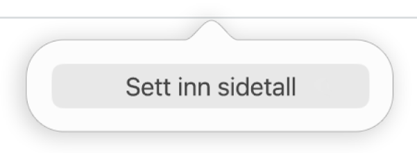Sett inn sidetall-knappen under toppteksten.