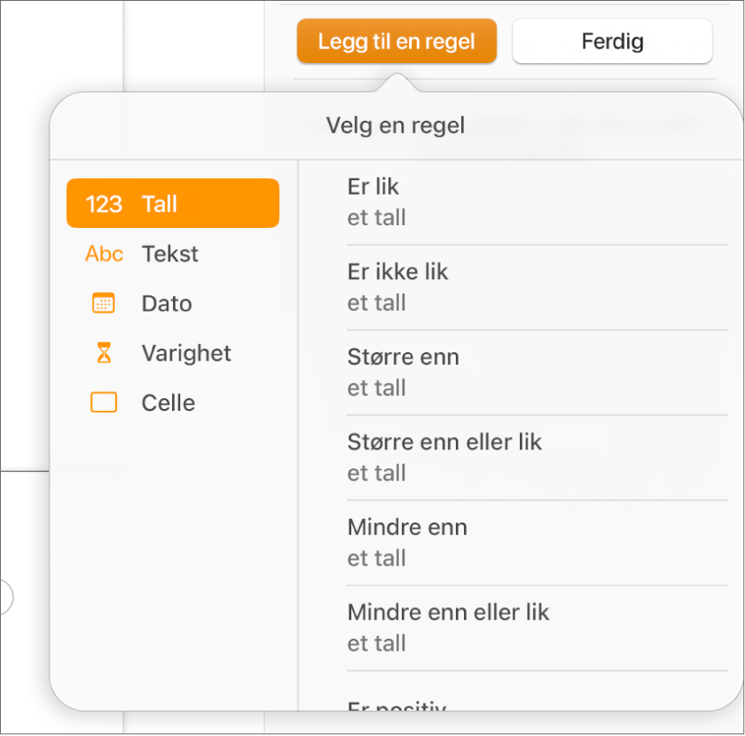 Knapper for å opprette betingede celleuthevingsregler.