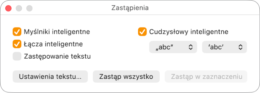 Okno zastąpień.