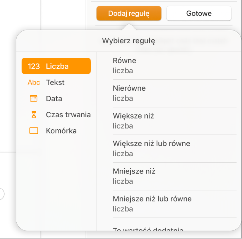 Przyciski tworzenia reguł wyróżniania warunkowego komórek.