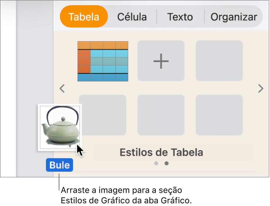 Arrastando uma imagem para a seção “Estilos de Gráfico” da barra lateral para criar um novo estilo.