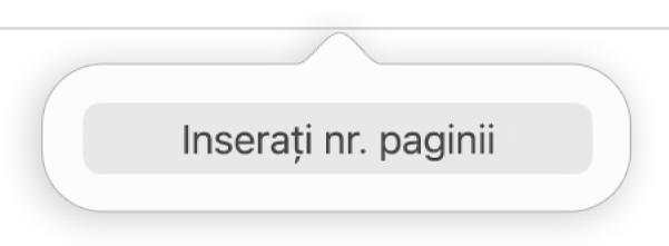 Butonul Inserează nr. paginii, sub antet.