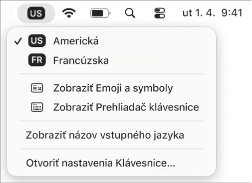 Menu Vstup v pravom hornom rohu lišty.