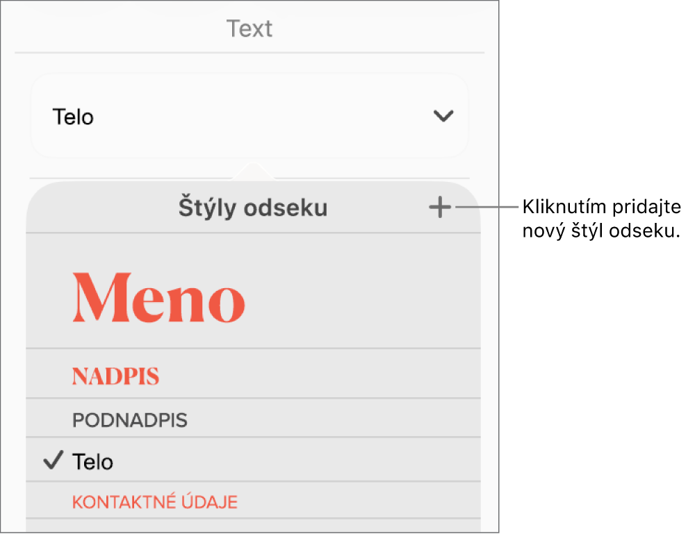 Menu Štýly odseku s bublinou na tlačidle Nový štýl.