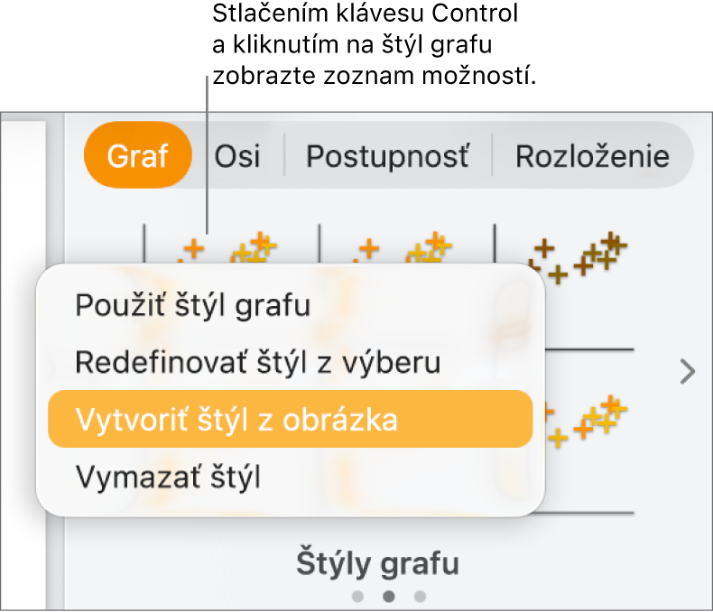 Menu skratiek štýlu grafu.