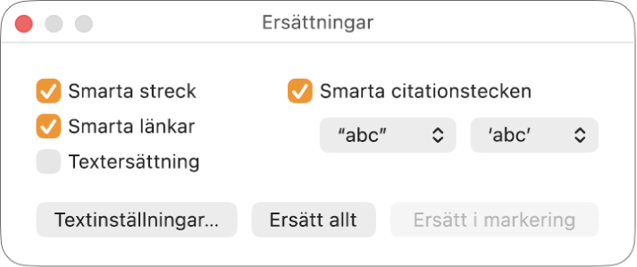 Fönstret Ersättningar.