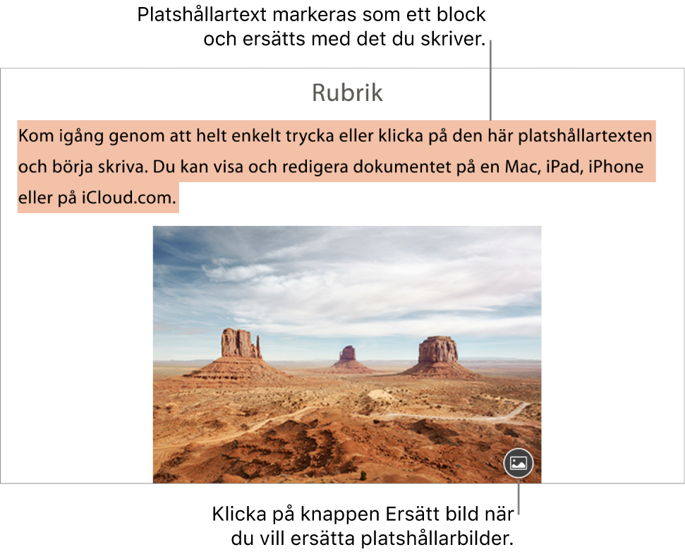 Platshållartext och platshållarbilder.