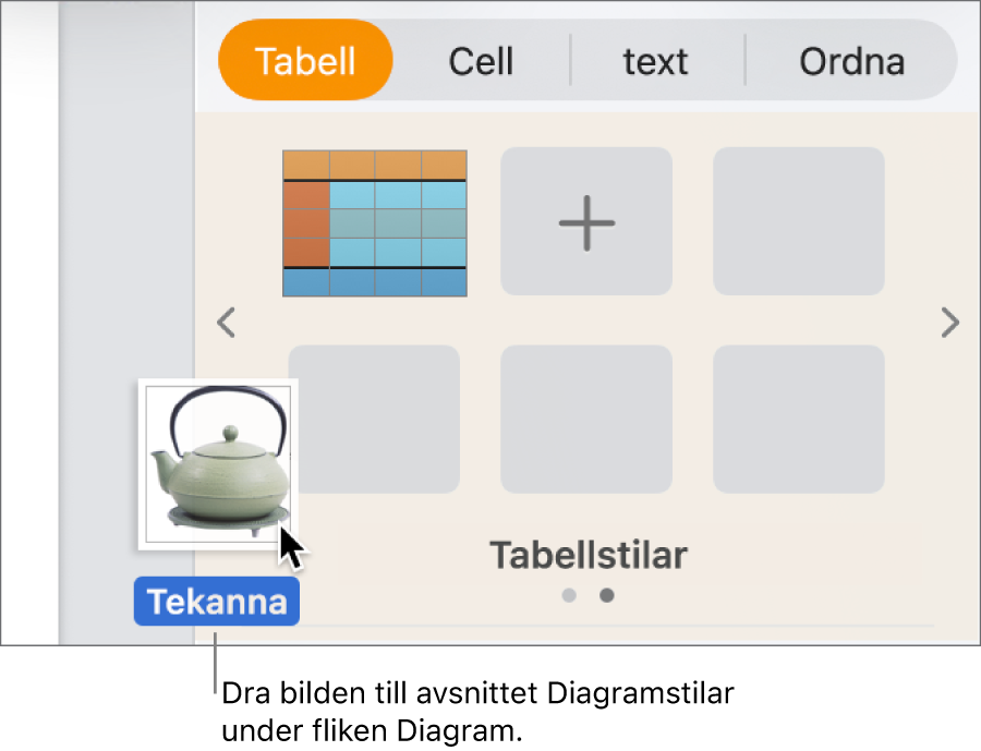Skapa en ny stil genom att dra en bild till avsnittet diagramstilar i sidofältet.