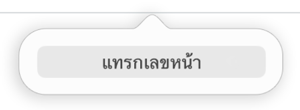 ปุ่มแทรกเลขหน้าด้านล่างหัวกระดาษ