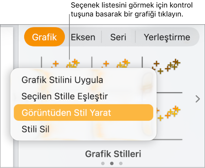 Grafik stili kestirme menüsü.